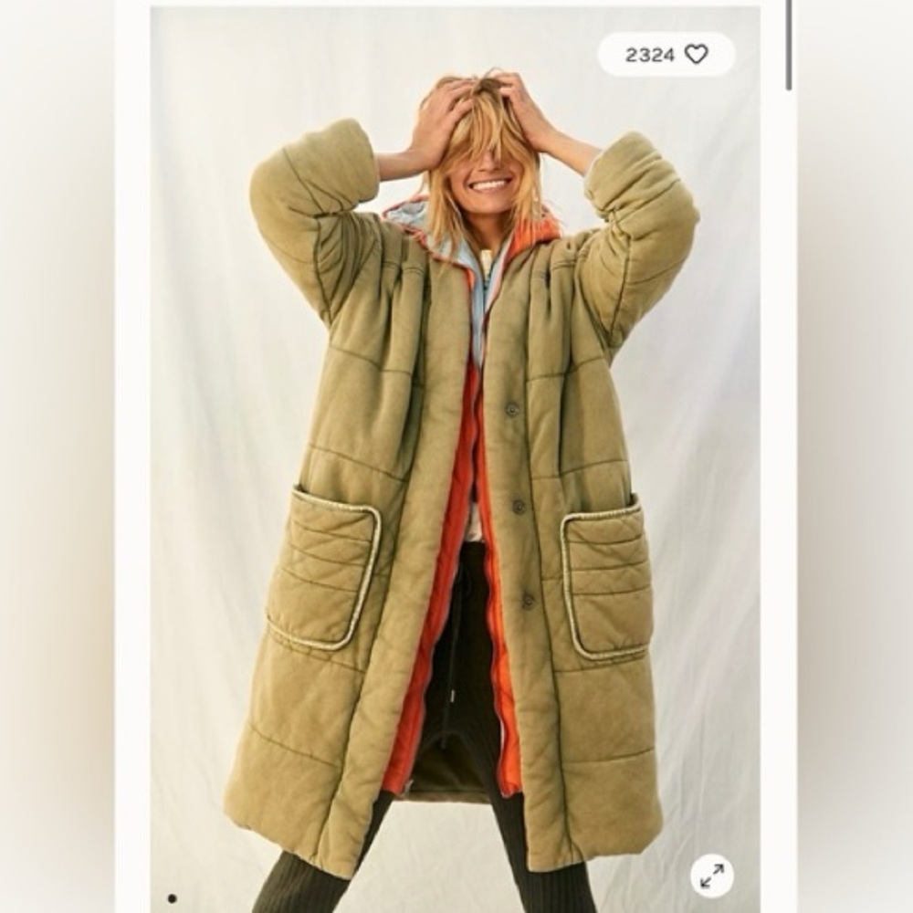 Free people long knit dolman duvet green